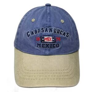 Caribbean Side Cabo San Lucas Mexico Baseball Cap Blue Beige OS Embroidered Hat